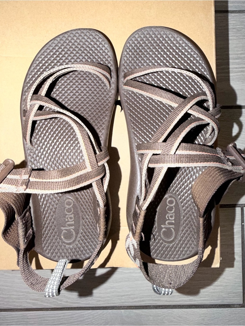 Chaco Kids Brown and Tan Adjustable Sport Sandals size 3 - Picture 6 of 7